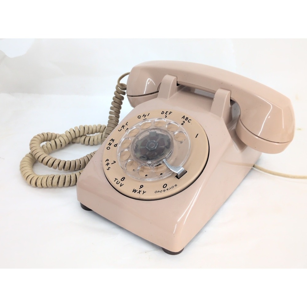 VTG  Rotary Telephone Light Pink Bell Western Electric 500 MCM Beige Peach Dial